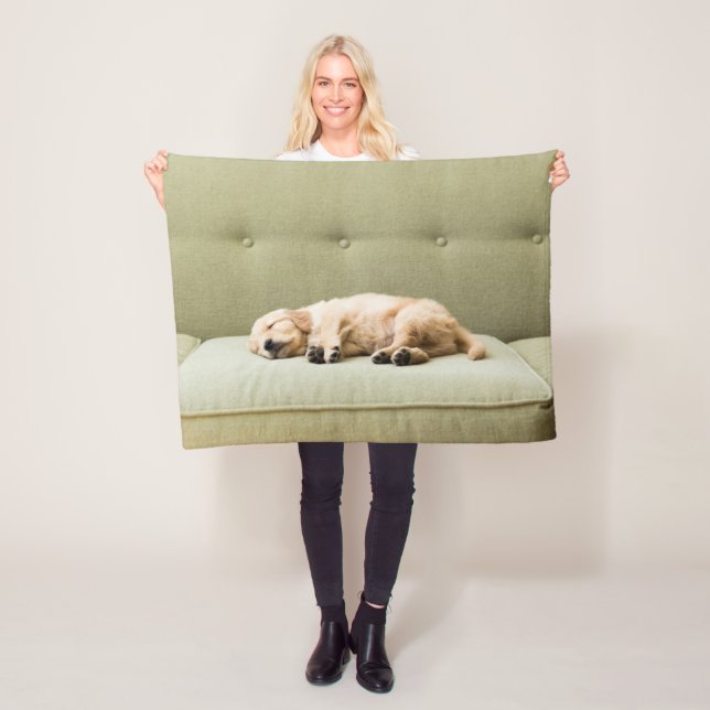 Cutest Baby Animals | Golden Retriever Puppy 2 Fleece Blanket (In Situ)