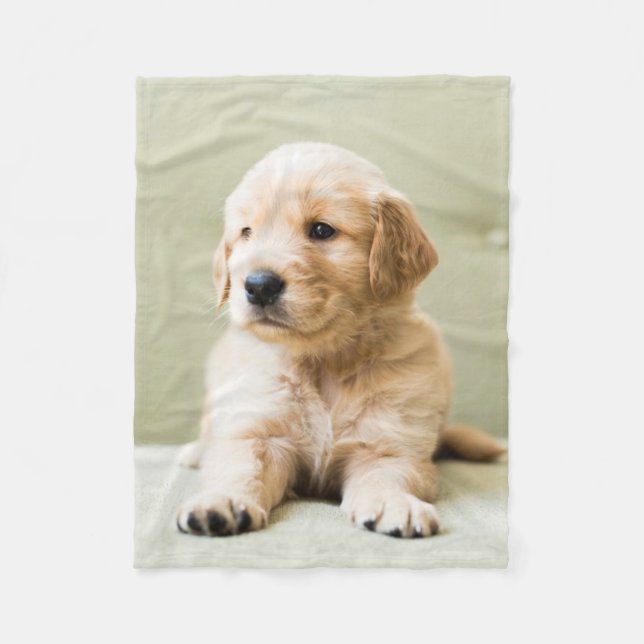 Cutest Baby Animals | Golden Retriever Puppy Fleece Blanket (Front)