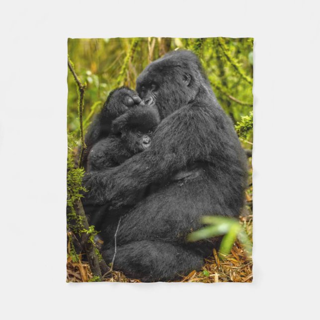 Cutest Baby Animals | Gorilla & Baby Fleece Blanket (Front)