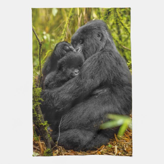 Cutest Baby Animals | Gorilla & Baby Kitchen Towel (Vertical)