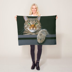 Cutest Baby Animals Gray Tabby Cat Face Fleece Blanket