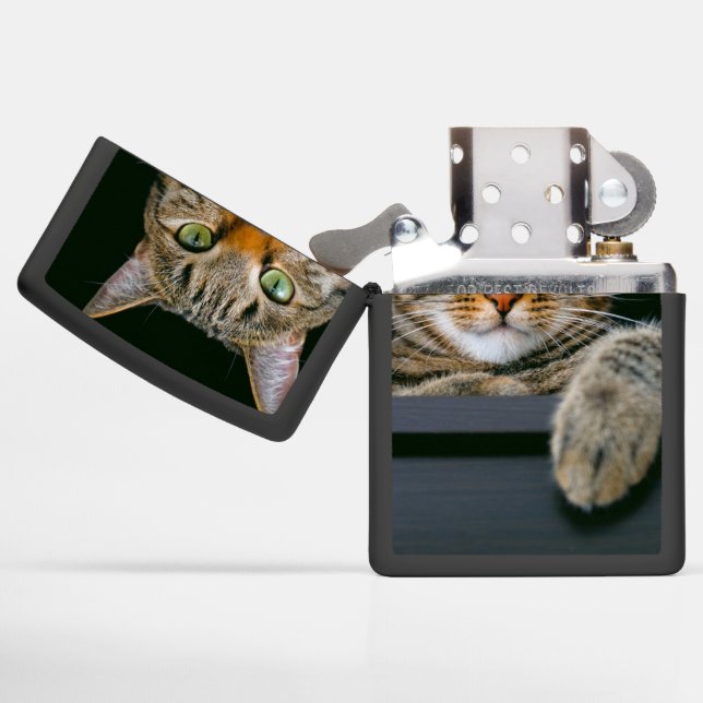 Cutest Baby Animals | Gray Tabby Cat Face Zippo Lighter | Zazzle