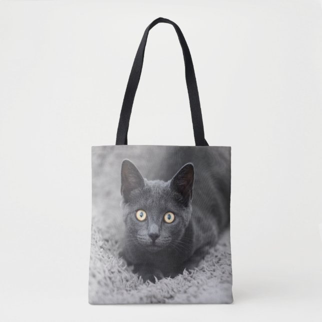 Cutest Baby Animals | Grey Cat Tote Bag (Front)