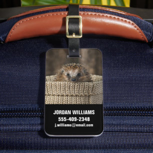 Cutest Baby Animals Hedgehog in a Basket Luggage Tag