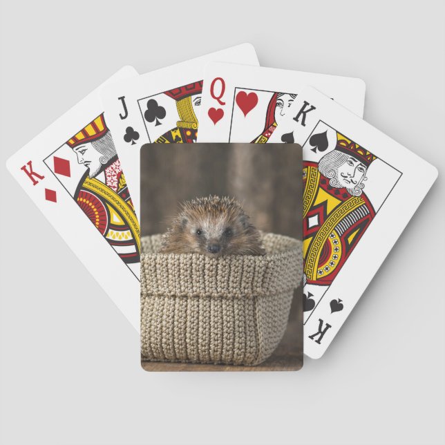 Cutest Baby Animals | Hedgehog in a Basket Poker Cards (Back)