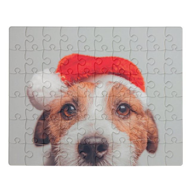Cutest Baby Animals | Jack Russell Dog Santa Claus Jigsaw Puzzle (Puzzle Horizontal)