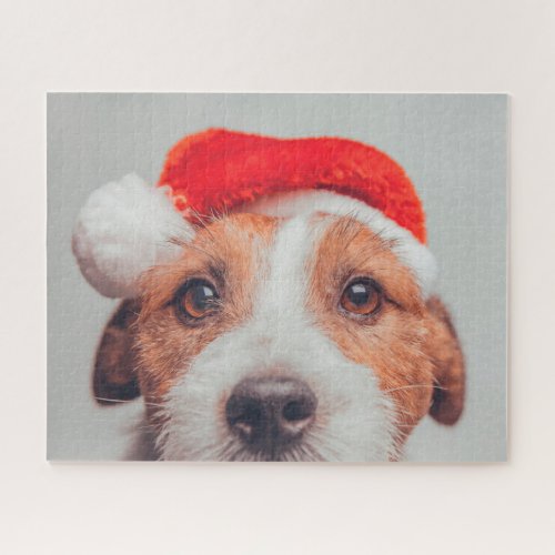 Cutest Baby Animals  Jack Russell Dog Santa Claus Jigsaw Puzzle