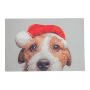 Cutest Baby Animals Jack Russell Dog Santa Claus Placemat