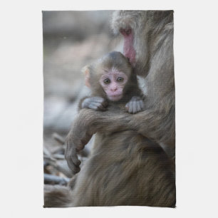 Cutest Baby Animals   Japanese Monkey & Baby Kitchen Towel