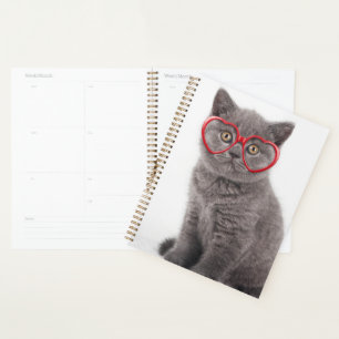 Cutest Baby Animals   Kitten Heart Glasses Planner
