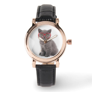 Cutest Baby Animals Kitten Heart Glasses Watch