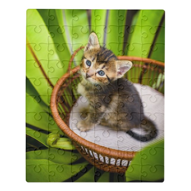 Cutest Baby Animals | Kitten in Basket Jigsaw Puzzle (Puzzle Vertical)