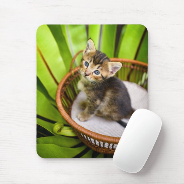 Cutest Baby Animals | Kitten in Basket Mouse Pad (With Mouse)