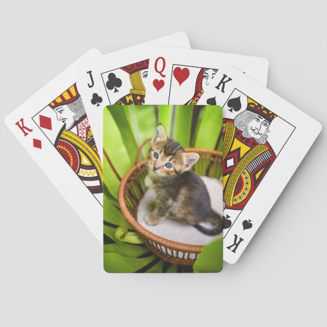 Cutest Baby Animals | Kitten in Basket Poker Cards (Back)