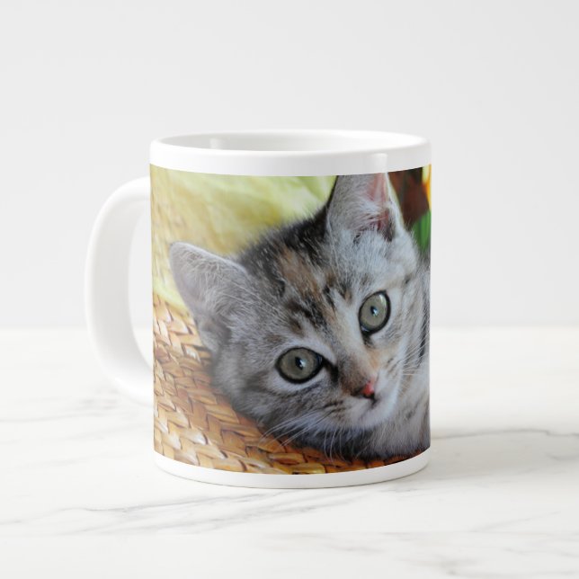 Cutest Baby Animals | Kitten Lounging Giant Coffee Mug (Front Left)