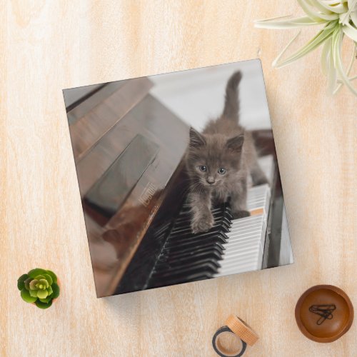 Cutest Baby Animals  Kitten on Piano 3 Ring Binder