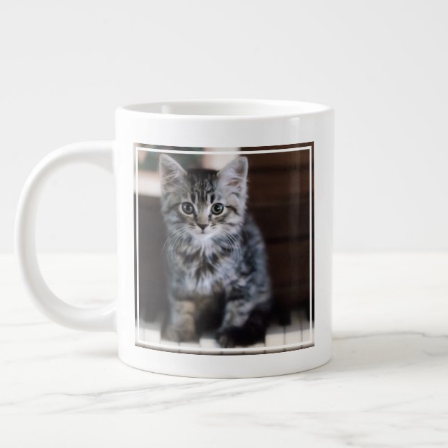 Cutest Baby Animals | Kitten on Piano Keys Giant Coffee Mug (Left)