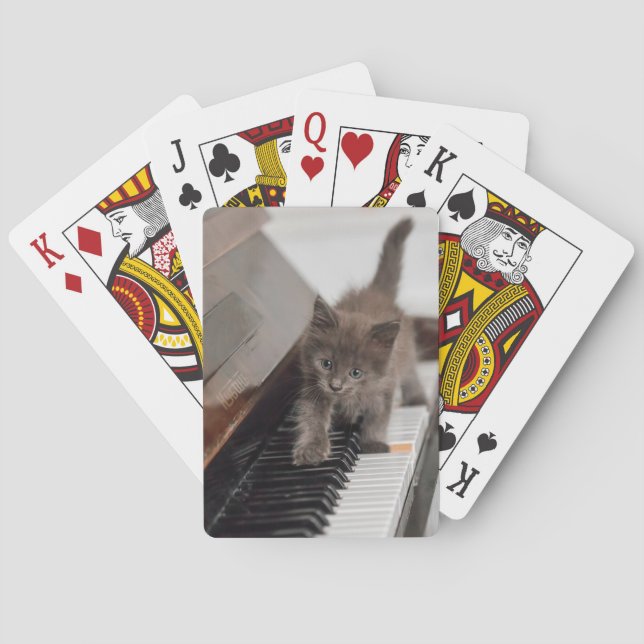 Cutest Baby Animals | Kitten on Piano Poker Cards (Back)