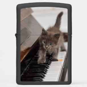 Cutest Baby Animals Kitten on Piano Zippo Lighter