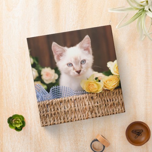 Cutest Baby Animals  Kitten  Yellow Roses 3 Ring Binder