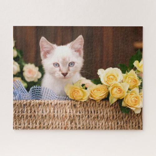 Cutest Baby Animals  Kitten  Yellow Roses Jigsaw Puzzle