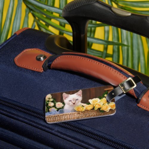 Cutest Baby Animals  Kitten  Yellow Roses Luggage Tag