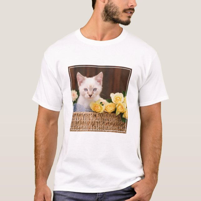 Cutest Baby Animals | Kitten & Yellow Roses T-Shirt (Front)