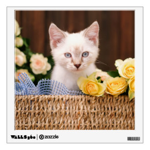 Cutest Baby Animals   Kitten & Yellow Roses Wall Decal
