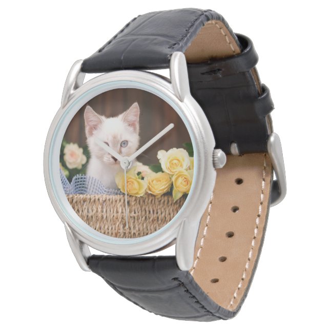 Cutest Baby Animals | Kitten & Yellow Roses Watch (Angled)