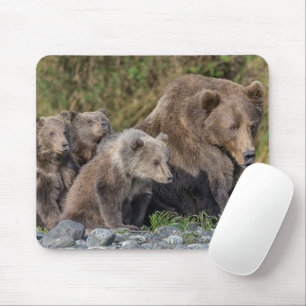 Cutest Baby Animals Kodiak Mama Bear & Cubs Mouse Pad