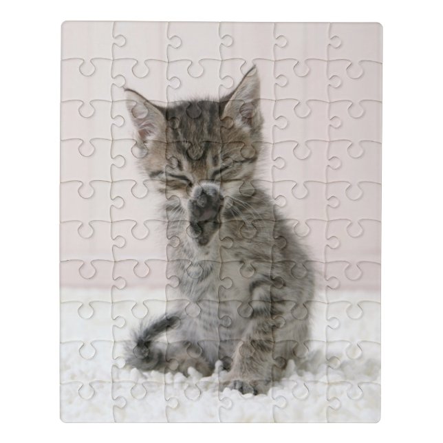 Cutest Baby Animals | Licking Tabby Kitten Jigsaw Puzzle (Puzzle Vertical)