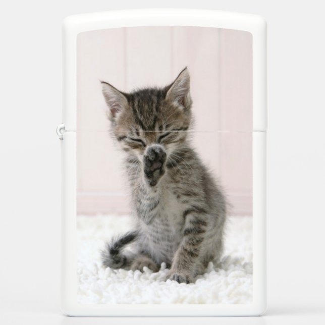 Cutest Baby Animals | Licking Tabby Kitten Zippo Lighter (Front)