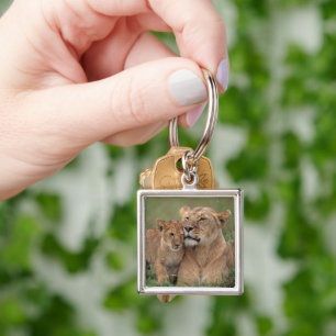 Cutest Baby Animals Lion Cub & Mother Keychain