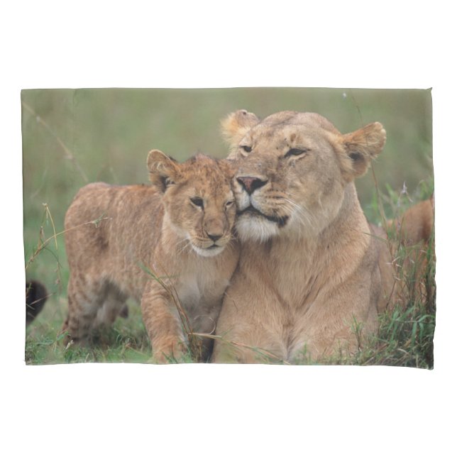 Cutest Baby Animals | Lion Cub & Mother Pillow Case (Front)