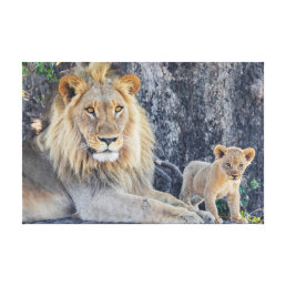 Cutest Baby Animals | Lion Dad &amp; Cub Canvas Print