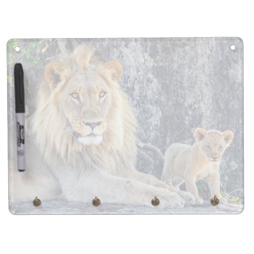 Cutest Baby Animals  Lion Dad  Cub Dry Erase Board With Keychain Holder