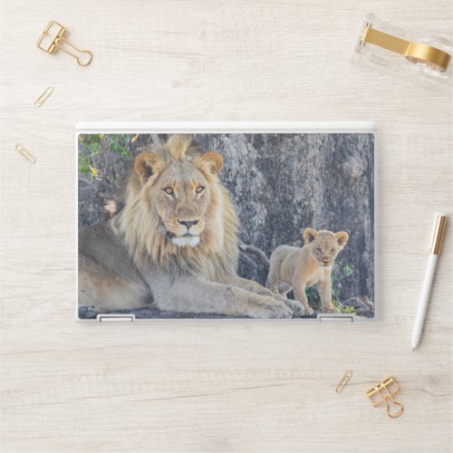 Cutest Baby Animals  Lion Dad  Cub HP Laptop Skin