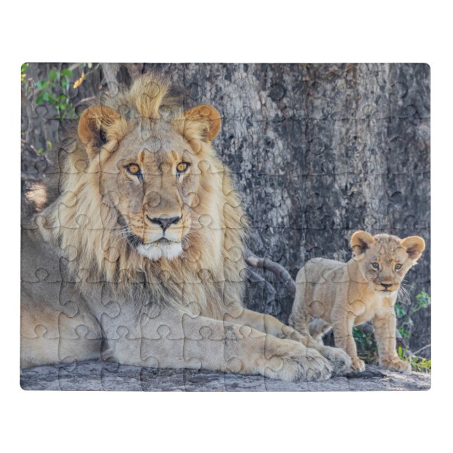 Cutest Baby Animals | Lion Dad & Cub Jigsaw Puzzle (Puzzle Horizontal)