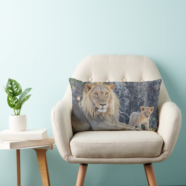 Cutest Baby Animals | Lion Dad & Cub Lumbar Pillow (Chair)