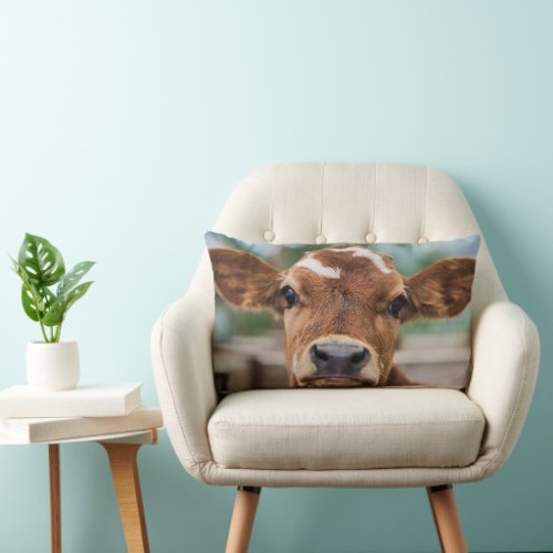 Cutest Baby Animals  Little Cow Calf Lumbar Pillow