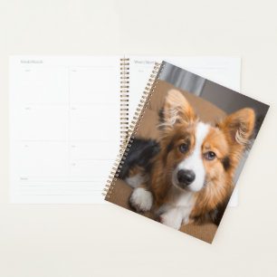 Cutest Baby Animals Long Hair Corgi Puppy Planner