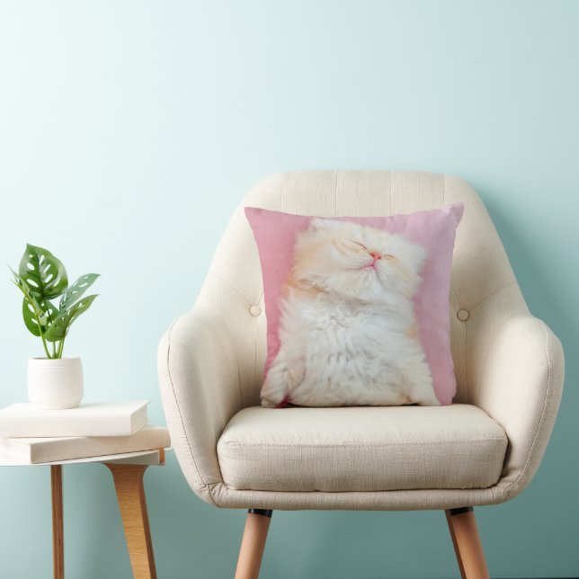 Cutest Baby Animals | Lovely Kitten Sleeping Throw Pillow (Chair)