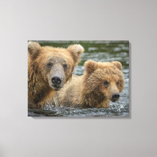 Cutest Baby Animals   Mama Bear & Her Cubs Canvas Print