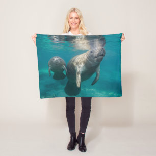 Cutest Baby Animals Manatee & Baby Fleece Blanket