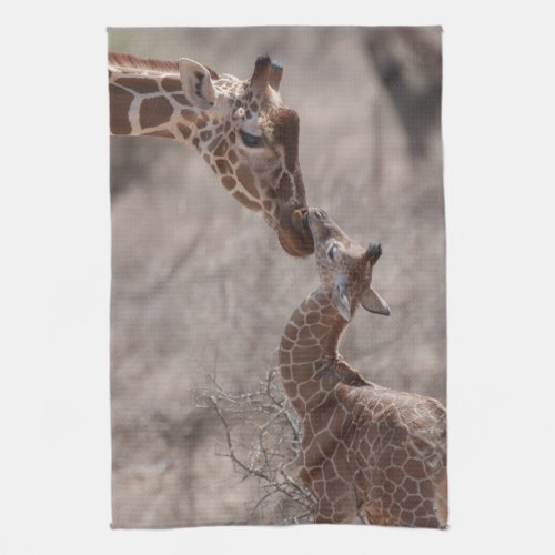 Cutest Baby Animals  Mother and Baby Giraffe Kitchen Towel