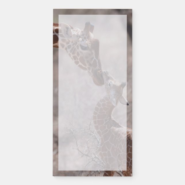 Cutest Baby Animals | Mother and Baby Giraffe Magnetic Notepad (Front)