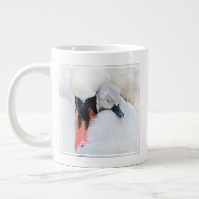 Cutest Baby Animals | Mother & Baby Mute Swan Giant Coffee Mug (Left)