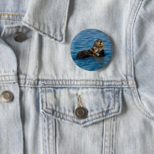 Cutest Baby Animals Mother & Baby Sea Otter Button