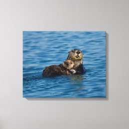 Cutest Baby Animals | Mother &amp; Baby Sea Otter Canvas Print