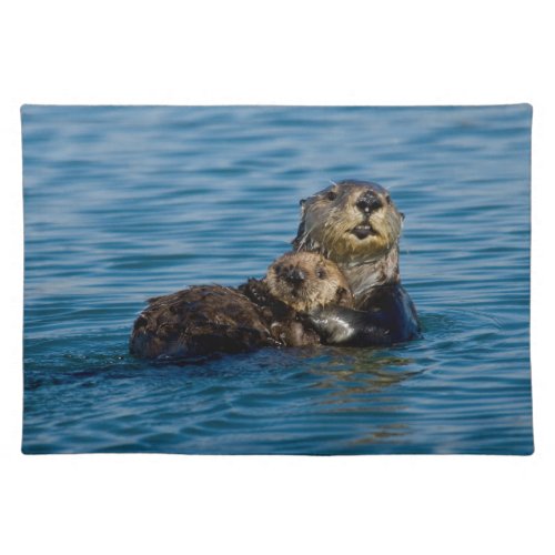 Cutest Baby Animals  Mother  Baby Sea Otter Cloth Placemat